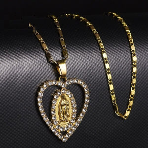 Necklace ~ Crystal ~ Virgin Mary ~ 12k Gold Filled ~ Heart